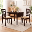 Benjara Elso 4pc Dining Set- Table w Drop Leaf- Brown- 3 Lattice Style Chair