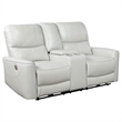 Benjara Lima 2pc Power Reclining Sofa and Loveseat Set- Ivory Faux Leather