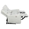 Benjara Lima 2pc Power Reclining Sofa and Loveseat Set- Ivory Faux Leather