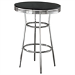 Benjara Loy 3 Piece Retro Bar Table Set- Round Black Top- 2 Stools- Chrome