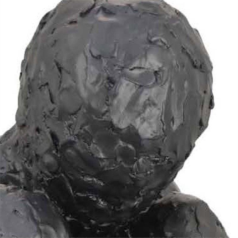 Benjara Roy Abstract Contemplative Man Figurine- Black Resin Art- 27 Inch