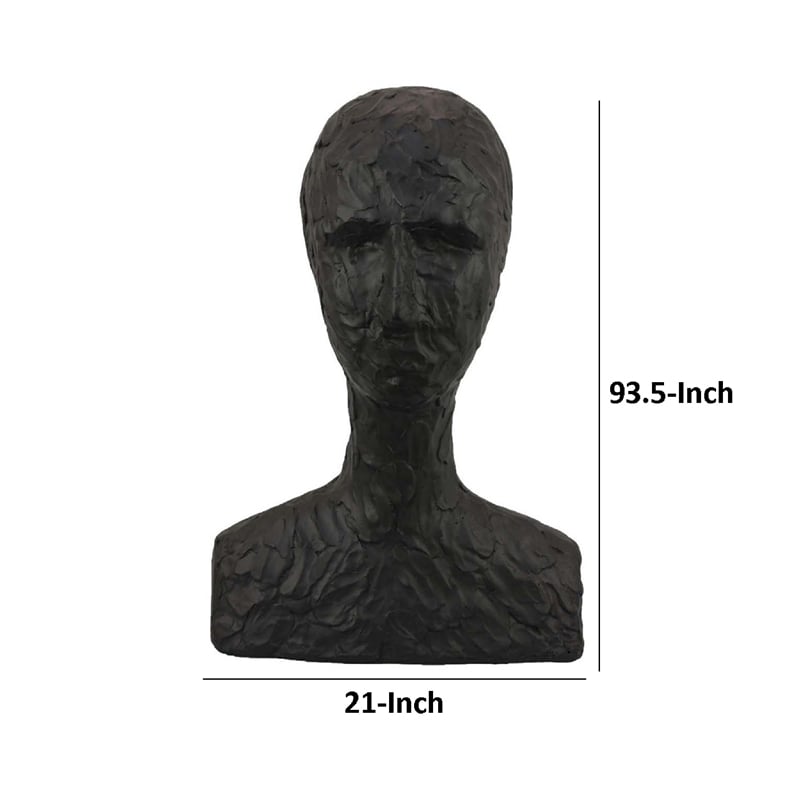 Benjara Nyk Abstract Bust Figurine- 94 Inch- Human Head Design- Black Resin