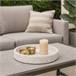 Benjara Accent Decorative Bowl- Tray Edge Antique Style White Marble- 13 Inch