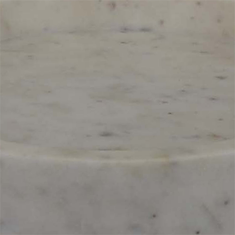Benjara Accent Decorative Bowl- Tray Edge Antique Style White Marble- 13 Inch