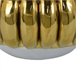 Benjara Milly Decorative Bowl- Raised Petal Rim- Gold Metallic Ceramic 13 Inch