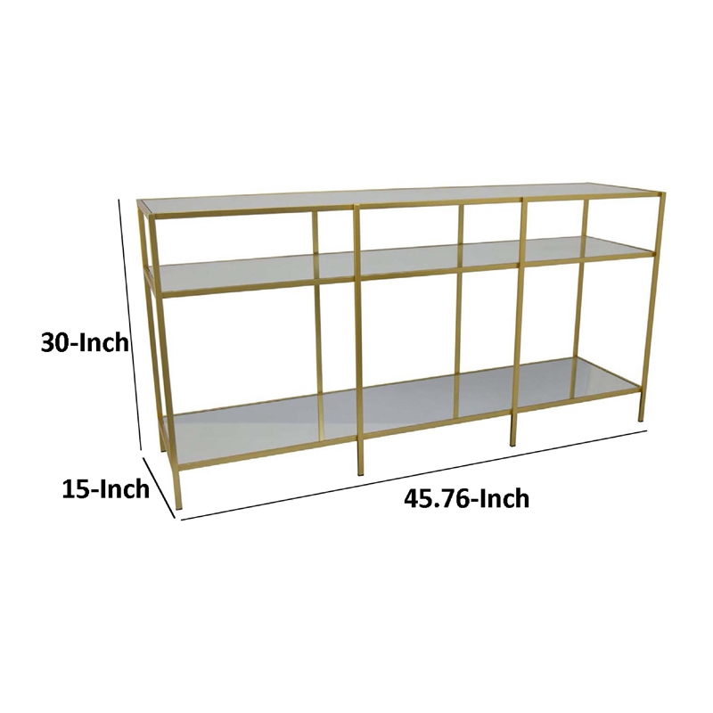 Benjara Woly Plant Stand Rack- 2 Glass Shelves- 59