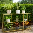 Benjara Woly Plant Stand Rack- 2 Glass Shelves- 59