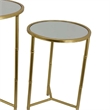 Benjara Modern Plant Stand Table Set of 2- Round Mirror Top- Gold Metal Base