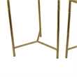 Benjara Modern Plant Stand Table Set of 2- Round Mirror Top- Gold Metal Base