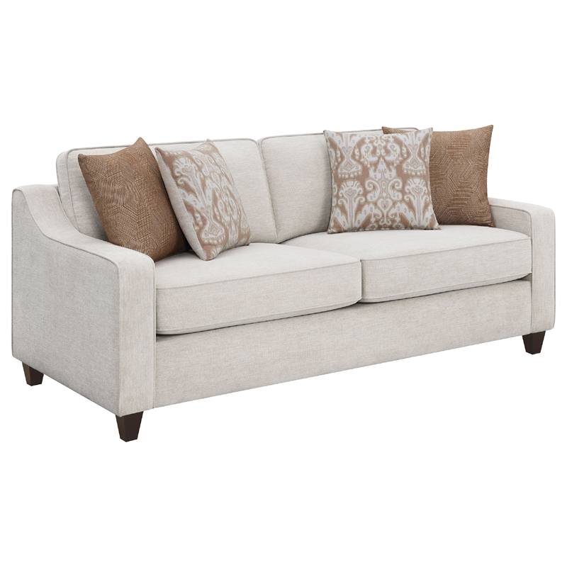 Benjara Kristy 2pc Modern Sofa Set- Sloped Track Arms- Beige Chenille