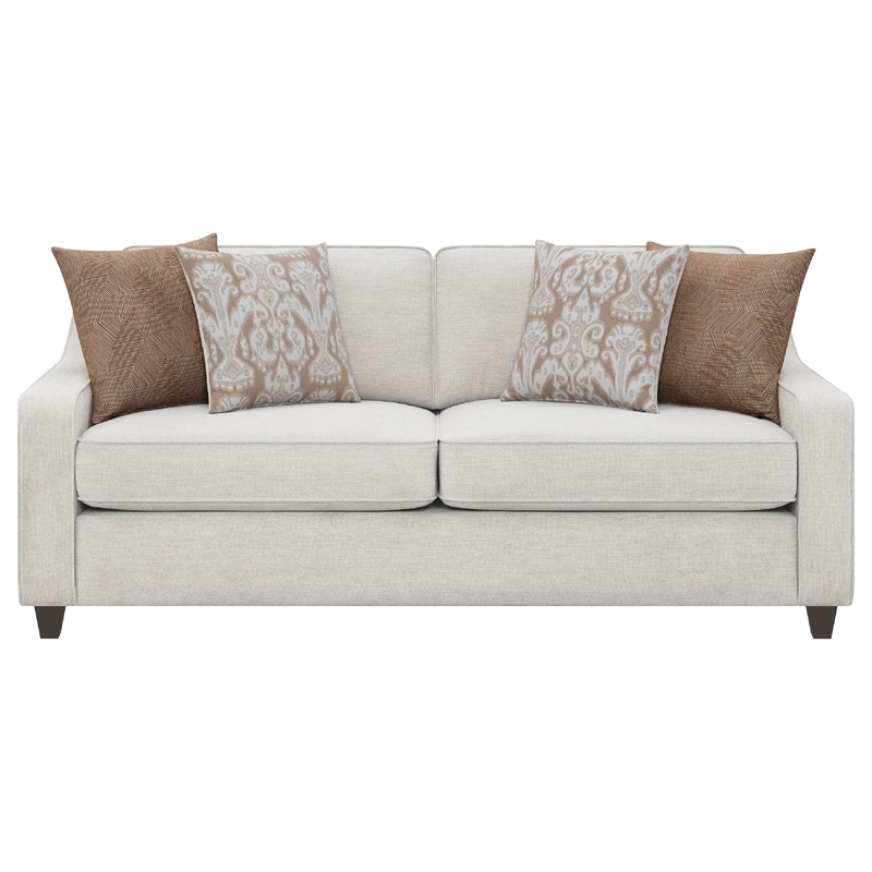 Benjara Kristy 2pc Modern Sofa Set- Sloped Track Arms- Beige Chenille