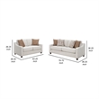 Benjara Kristy 2pc Modern Sofa Set- Sloped Track Arms- Beige Chenille