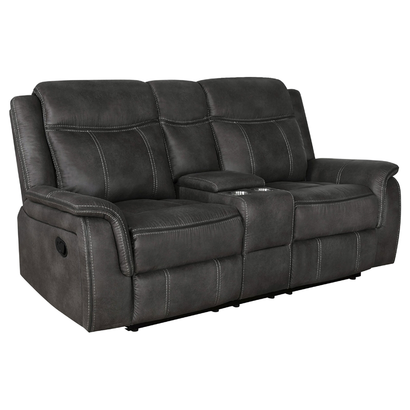 Benjara Tom 2pc Manual Reclining Sofa and Loveseat Set- Black Microfiber