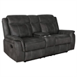 Benjara Tom 2pc Manual Reclining Sofa and Loveseat Set- Black Microfiber