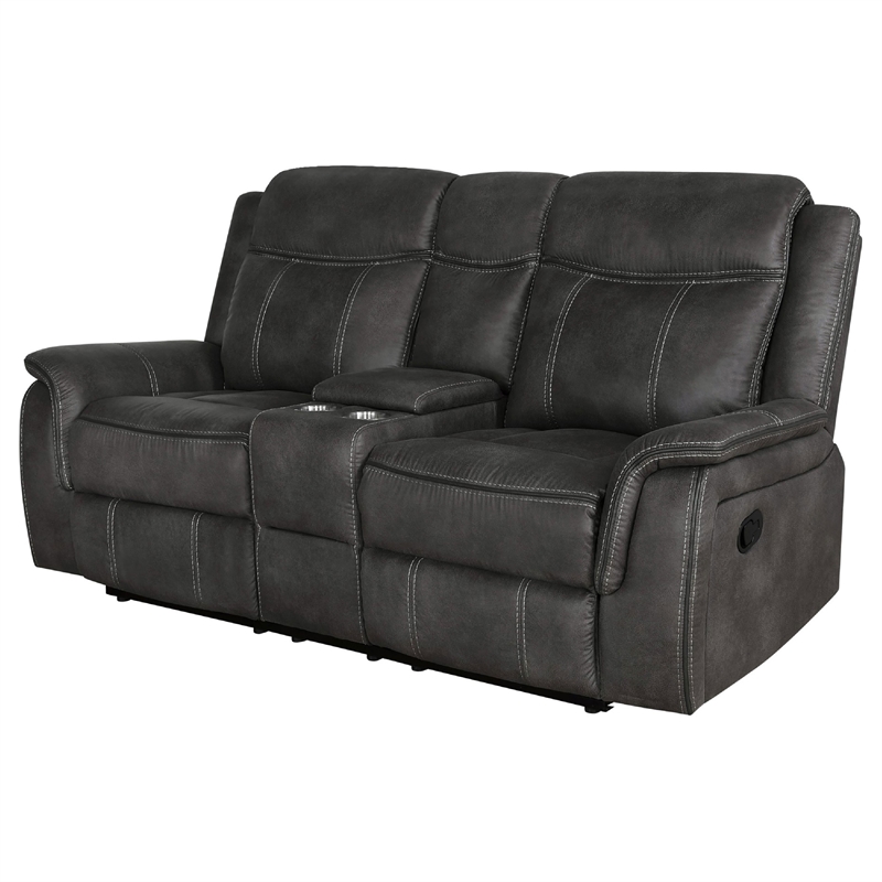 Benjara Tom 2pc Manual Reclining Sofa and Loveseat Set- Black Microfiber