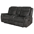 Benjara Tom 2pc Manual Reclining Sofa and Loveseat Set- Black Microfiber