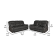 Benjara Tom 2pc Manual Reclining Sofa and Loveseat Set- Black Microfiber