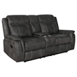 Benjara Tom 2pc Manual Reclining Sofa and Loveseat Set- Black Microfiber