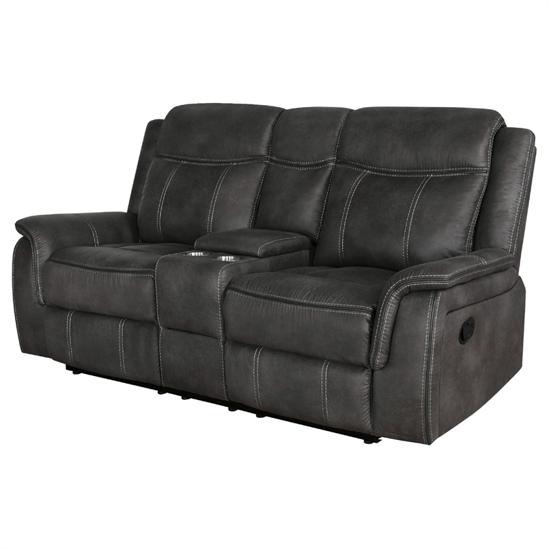 Benjara Tom 2pc Manual Reclining Sofa and Loveseat Set- Black Microfiber