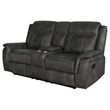 Benjara Tom 2pc Manual Reclining Sofa and Loveseat Set- Black Microfiber