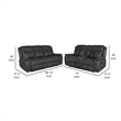 Benjara Tom 2pc Manual Reclining Sofa and Loveseat Set- Black Microfiber
