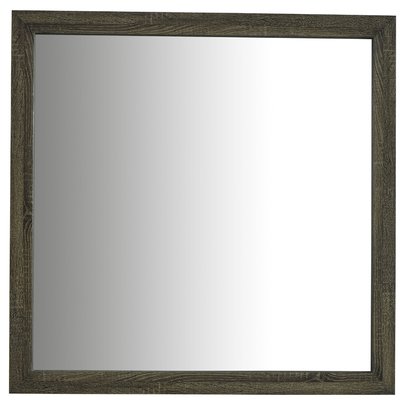 Benjara Reay Rectangular Dresser Mirror- Flat Glass Design- Oak Brown Wood