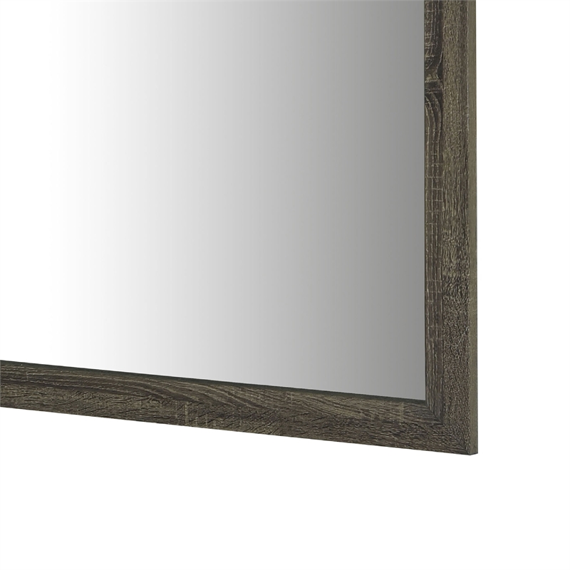 Benjara Reay Rectangular Dresser Mirror- Flat Glass Design- Oak Brown Wood
