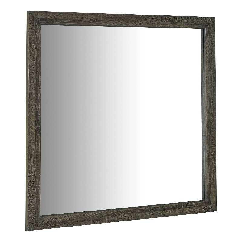 Benjara Reay Rectangular Dresser Mirror- Flat Glass Design- Oak Brown Wood