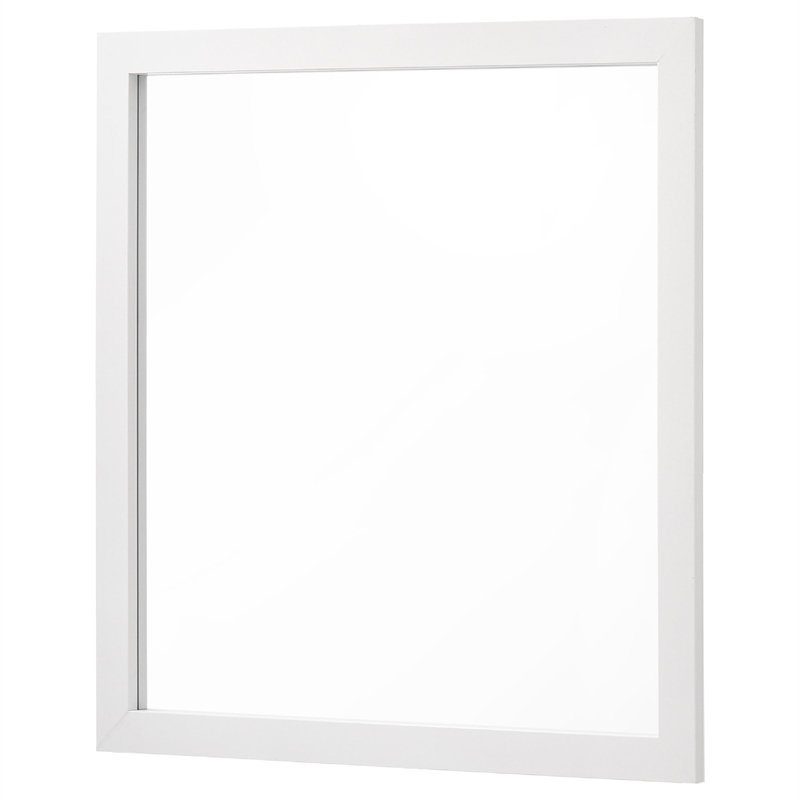Benjara Dle Rectangular Dresser Mirror- Flush Frame- Flat Glass- White Wood