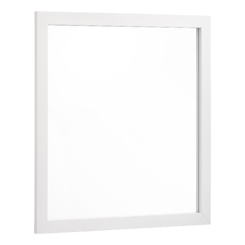 Benjara Dle Rectangular Dresser Mirror- Flush Frame- Flat Glass- White Wood