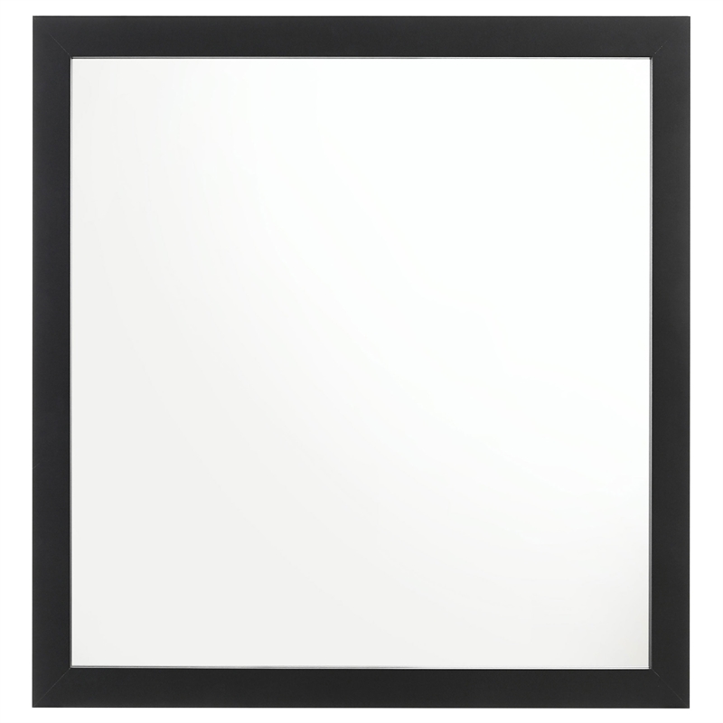 Benjara Dle Rectangular Dresser Mirror- Flush Frame- Flat Glass- Black Wood