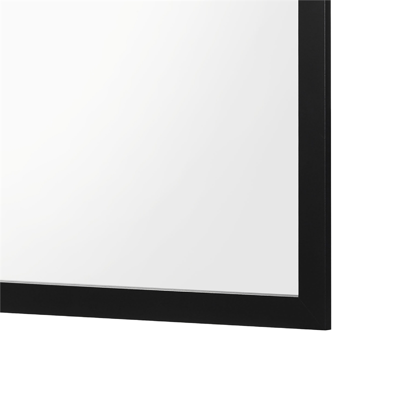Benjara Dle Rectangular Dresser Mirror- Flush Frame- Flat Glass- Black Wood