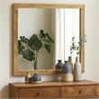 Benjara Wemy Rectangular Dresser Mirror- Flat Glass Design- Natural Pine Wood