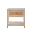 Benjara Sley Side End Table- Rattan Woven- Natural Brown Mango Wood 24 Inch
