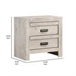 Benjara Velz Nightstand- 2 Drawers- Metal Finger Pull Handles- Weathered Beige