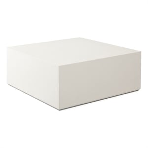 Benjara Viko Modern Square Coffee Table- White Wood Faux Concrete Finish- 39&quot