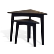Benjara Liom Nesting Side Table Set of 2- Triangular Top- Black Solid Mindi Wood