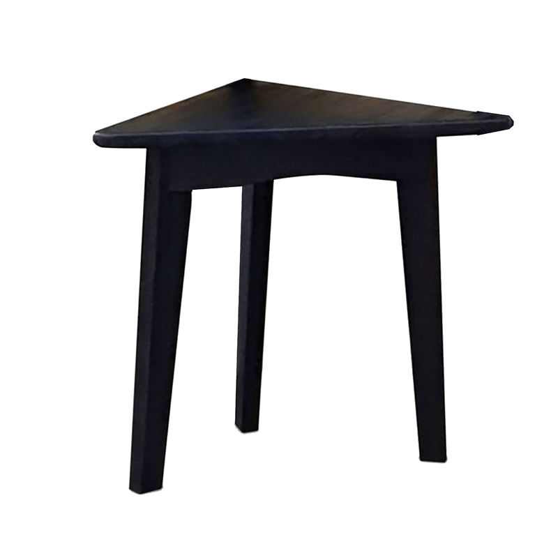 Benjara Liom Nesting Side Table Set of 2- Triangular Top- Black Solid Mindi Wood