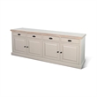 Benjara Loma Sideboard Buffet Server- 95 Inch- 4 Cabinet Doors- Light Gray Wood