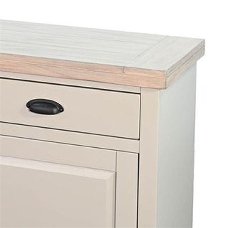 Benjara Loma Sideboard Buffet Server- 95 Inch- 4 Cabinet Doors- Light Gray Wood