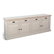 Benjara Loma Sideboard Buffet Server- 95 Inch- 4 Cabinet Doors- Light Gray Wood