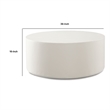 Benjara Viko Round Coffee Table- White Wood Faux Concrete Finish- 39 Inch