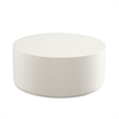 Benjara Viko Round Coffee Table- White Wood Faux Concrete Finish- 39 Inch