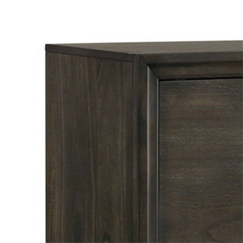 Benjara Jeni TV Media Console- Sliding Doors- 2 Drawers- Rustic Dark Gray