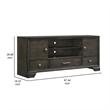 Benjara Jeni TV Media Console- Sliding Doors- 2 Drawers- Rustic Dark Gray
