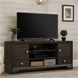 Benjara Jeni TV Media Console- Sliding Doors- 2 Drawers- Rustic Dark Gray