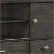 Benjara Jeni TV Media Console- Sliding Doors- 2 Drawers- Rustic Dark Gray