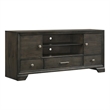 Benjara Jeni TV Media Console- Sliding Doors- 2 Drawers- Rustic Dark Gray