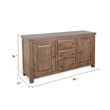 Benjara Yael Buffet Cabinet with Wine Rack- 3 Drawers- Natural Mindi Wood