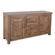 Benjara Yael Buffet Cabinet with Wine Rack- 3 Drawers- Natural Mindi Wood